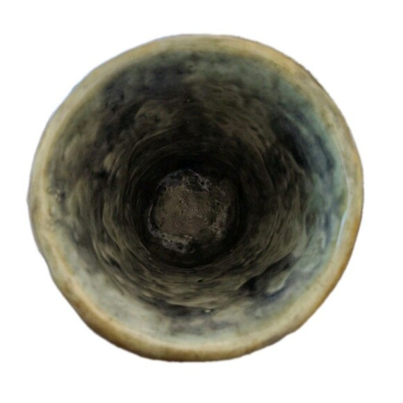 Vintage Coil Pottery Aqua Green Glossy Vase SP Engraved 7" - Picture 7 of 7